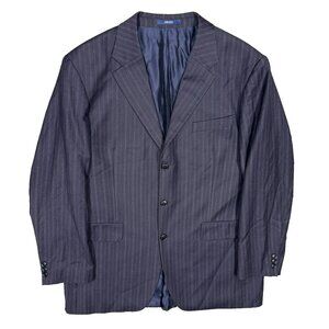 Kenzo Paris Blazer Striped Flannel Wool Sport Coat Navy Blue 3bt 44 R